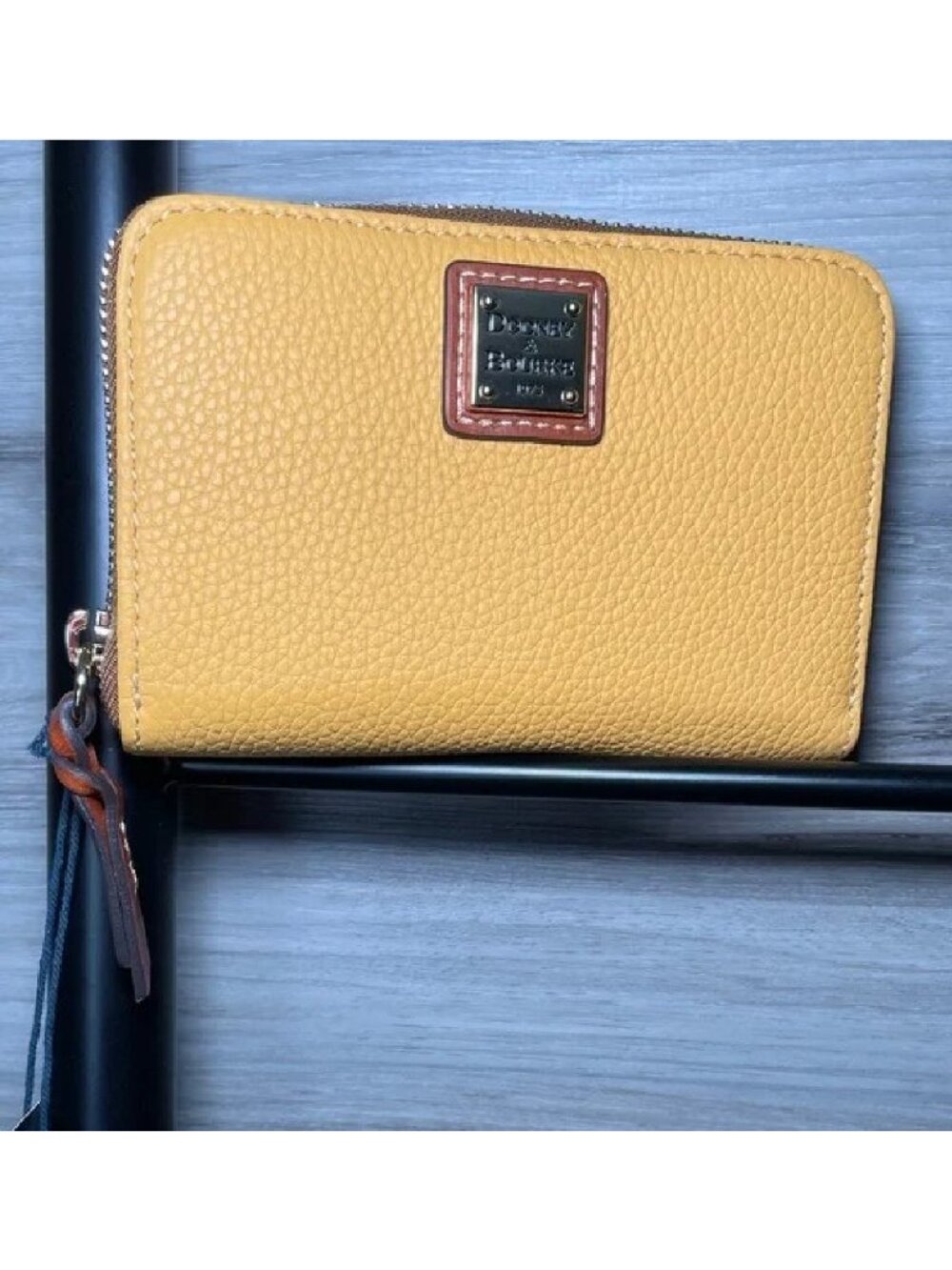 NWT- Dooney & Bourke Pebble Leather Medium Zip Around Wallet, Dandelion
